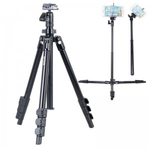 Kingjoy SF046 4 sections foldable flip lock camera photo Tripod Kits with low angle shooting and center column can be used as monopod