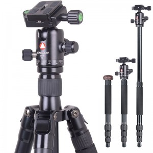 KINGJOY High Quality Aluminum Portable Lightweight Camera Tripod K1008+Q10